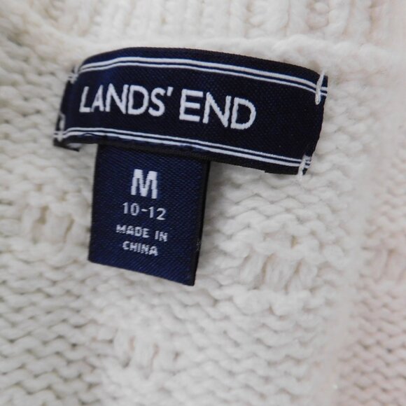 Land's End Womens Cardigan Sweater Ivory 3/4 Sleeve Textured Size Medium - Picture 6 of 7
